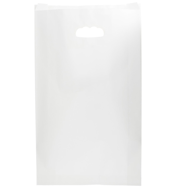 Paper Bag with Handles Kraft Die Cut White 24+7x37cm (50 Units) 