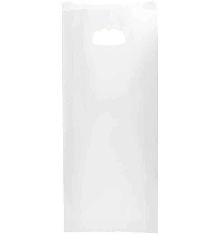 Paper Bag with Handles Kraft Die Cut White 18+6x32cm (50 Units) Paper Bag with Handles Kraft Die Cut White 18+6x32cm (50 Units)