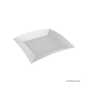 Sugarcane Plate Square shape "Nice" White 23x23 cm (50 Units) 