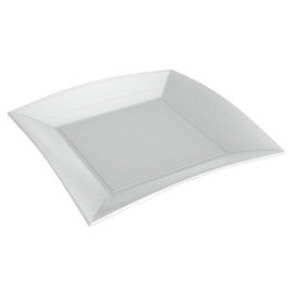 Sugarcane Plate Square shape "Nice" White 23x23 cm (50 Units) 