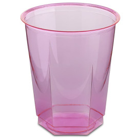 Plastic Cup PS Crystal Hexagonal shape Fuchsia 250ml (10 Units) 