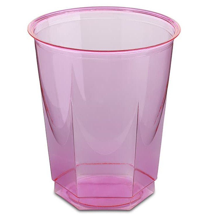 Plastic Cup PS Crystal Hexagonal shape Fuchsia 250ml (250 Units) Plastic Cup PS Crystal Hexagonal shape Fuchsia 250ml (250 Units)