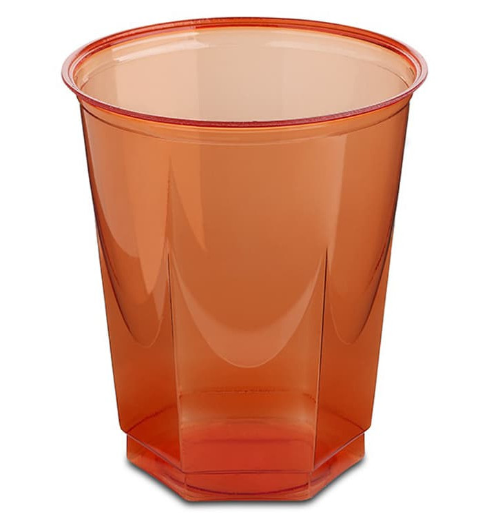Plastic Cup PS Crystal Hexagonal shape Red 250ml (10 Units) Plastic Cup PS Crystal Hexagonal shape Red 250ml (10 Units)
