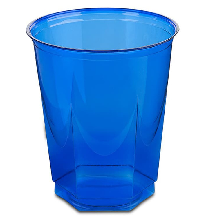 Plastic Cup PS Crystal Hexagonal shape Blue 250ml (250 Units) Plastic Cup PS Crystal Hexagonal shape Blue 250ml (250 Units)