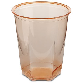 Plastic Cup PS Crystal Hexagonal shape Orange 250ml (10 Units) 