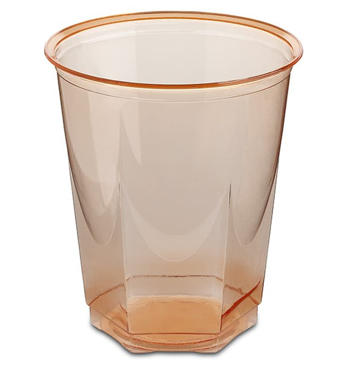 Plastic Cup PS Crystal Hexagonal shape Orange 250ml (250 Units) Plastic Cup PS Crystal Hexagonal shape Orange 250ml (250 Units)