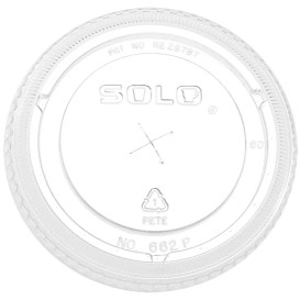 Plastic Lid with Straw Slot PET Crystal Flat Ø9,2cm (100 Units)  