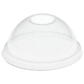 Plastic Dome Lid with Hole PET Crystal Ø8,3cm (100 Units)