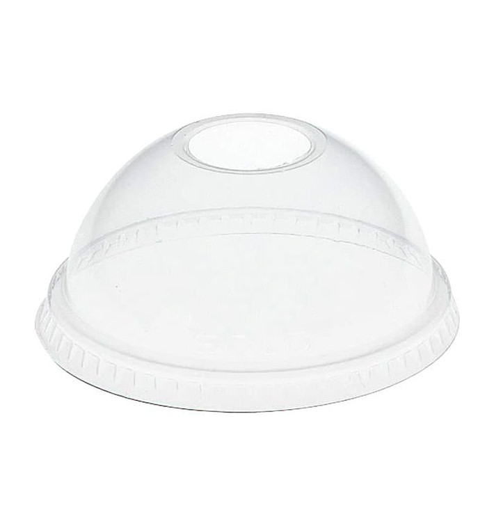 Plastic Dome Lid with Hole PET Crystal Ø9,8cm (1000 Units)