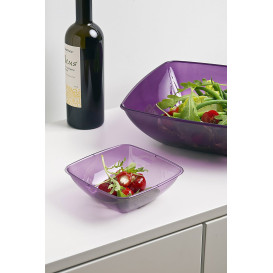 Plastic Bowl PS Crystal Hard Eggplant 480ml 14x14cm (4 Units) 