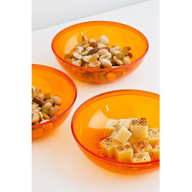 Plastic Bowl PS Crystal Hard Orange 400ml Ø14cm (4 Units) 
