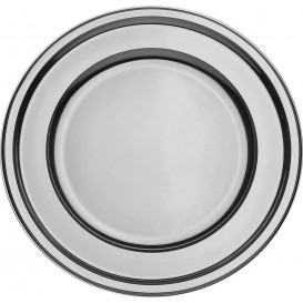 Plastic Plate PET Round shape Silver Ø23 cm (180 Units)