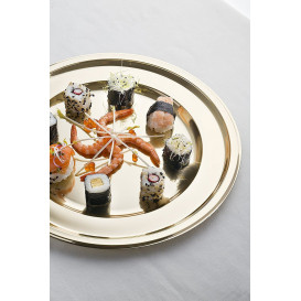 Plastic Charger Plate Round Shape Gold 30 cm (5 Units) 