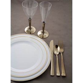 Plastic Plate Extra Rigid with Border Gold 26cm (200 Units)