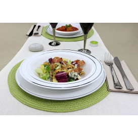 Plastic Plate Extra Rigid Deep with Border Silver 23cm (20 Units)