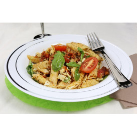 Plastic Plate Extra Rigid Deep with Border Silver 23cm (20 Units)