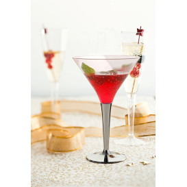 Plastic Stemmed Glass Cocktail Silver 100 ml (6 Units) 