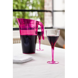Plastic Stemmed Glass Wine Raspberry 130ml (60 Units)