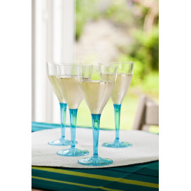 Plastic Stemmed Glass Wine Turquoise 130ml (6 Units) 