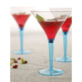 Plastic Stemmed Glass Cocktail Turquoise 100 ml (48 Units)