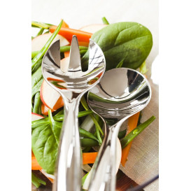 Plastic Spoon and Fork PS Salad Silver (5 Units)