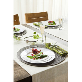 Plastic Plate Extra Rigid with Border Silver 23cm (6 Units) 