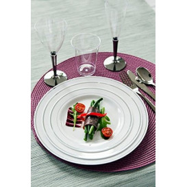 Plastic Plate Extra Rigid with Border Silver 26cm (20 Units) 