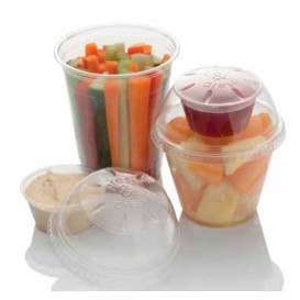 Plastic Lid with Portion Cup PET Crystal "Press&Dress" Ø9,2cm (50 Units) 