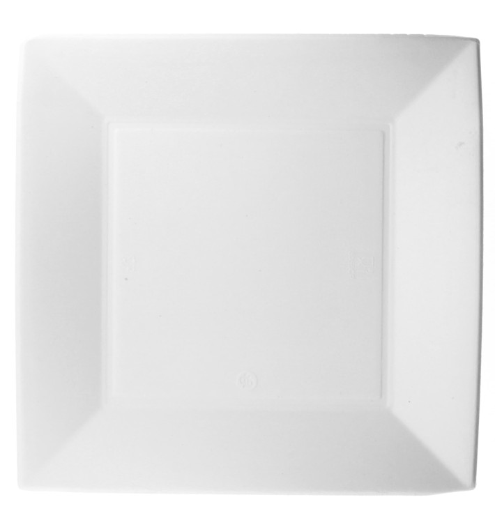 Sugarcane Plate Square shape "Nice" White 23x23 cm (50 Units) Sugarcane Plate Square shape "Nice" White 23x23 cm (50 Units)