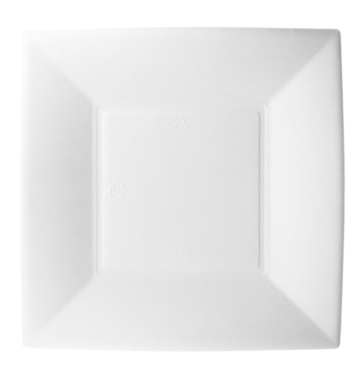 Sugarcane Plate Square shape "Nice" White 18x18 cm (500 Units) Sugarcane Plate Square shape "Nice" White 18x18 cm (500 Units)