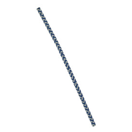 Paper Straw Straight Blue and White Ø0,6cm 20cm (100 Units)