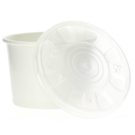Paper Container with Plastic Lid White PP 250ml (250 Units)