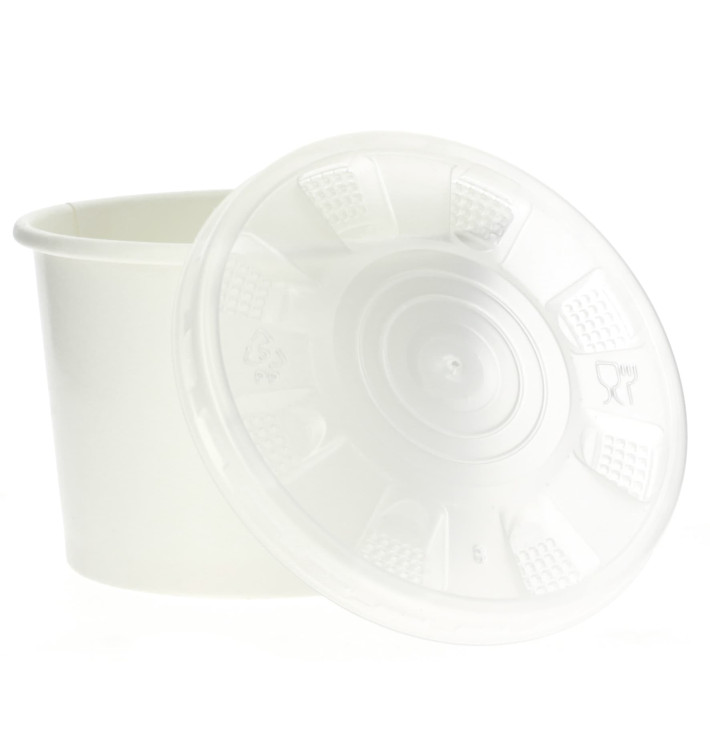 Paper Container with Plastic Lid White PP 250ml (250 Units) Paper Container with Plastic Lid White PP 250ml (250 Units)