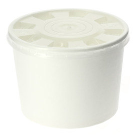 Paper Container with Plastic Lid White PP 250ml (250 Units)