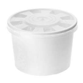 Paper Container with Plastic Lid White PP 488ml (250 Units)