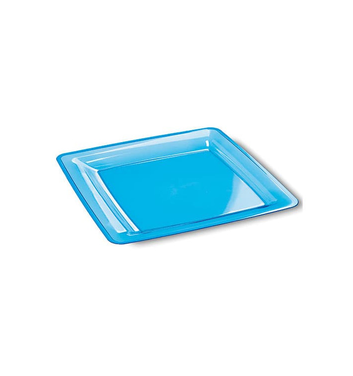 Plastic Plate Square shape Extra Rigid Turquoise 18x18cm (108 Units) Plastic Plate Square shape Extra Rigid Turquoise 18x18cm (108 Units)
