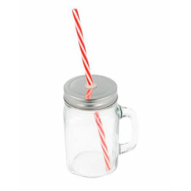 Crystal Jar with Lid and Straw 450ml (1 Unit)