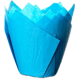 Cupcake Liner Tulip shape Blue Ø5x4,2/7,2cm (135 Units) 