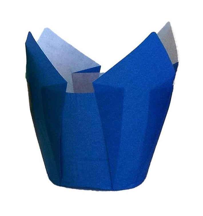 Cupcake Liner Tulip shape Blue Ø5x5/8cm (125 Units) Cupcake Liner Tulip shape Blue Ø5x5/8cm (125 Units)