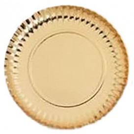 Paper Plate Round Shape Gold 21cm (100 Units) 