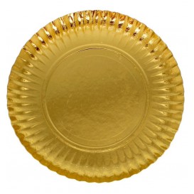 Paper Plate Round Shape Gold 18cm (100 Units) 