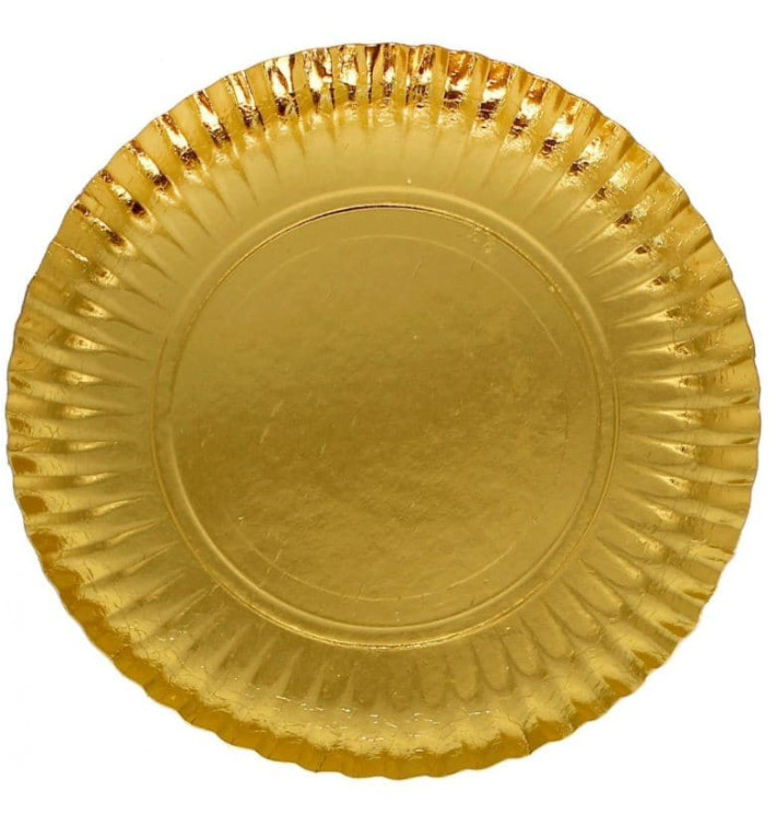 Paper Plate Round Shape Gold 21cm (100 Units) Paper Plate Round Shape Gold 21cm (100 Units)