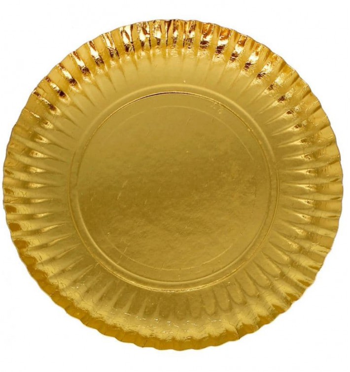 Paper Plate Round Shape Gold 41cm (25 Units) 
