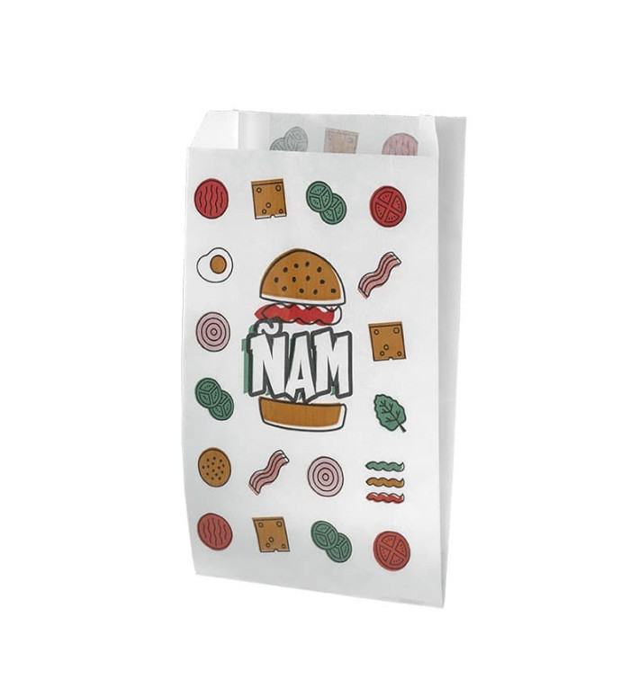Paper Burger Bag Grease-Proof Design 14+7x27cm (125 Units) Paper Burger Bag Grease-Proof Design 14+7x27cm (125 Units)