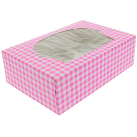 Paper Cupcake Box 6 Slots Pink 24,3x16,5x7,5cm (100 Units)