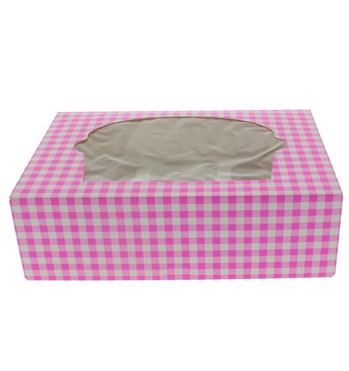 Paper Cupcake Box 6 Slot Pink 24,3x16,5x7,5cm (20 Units) 