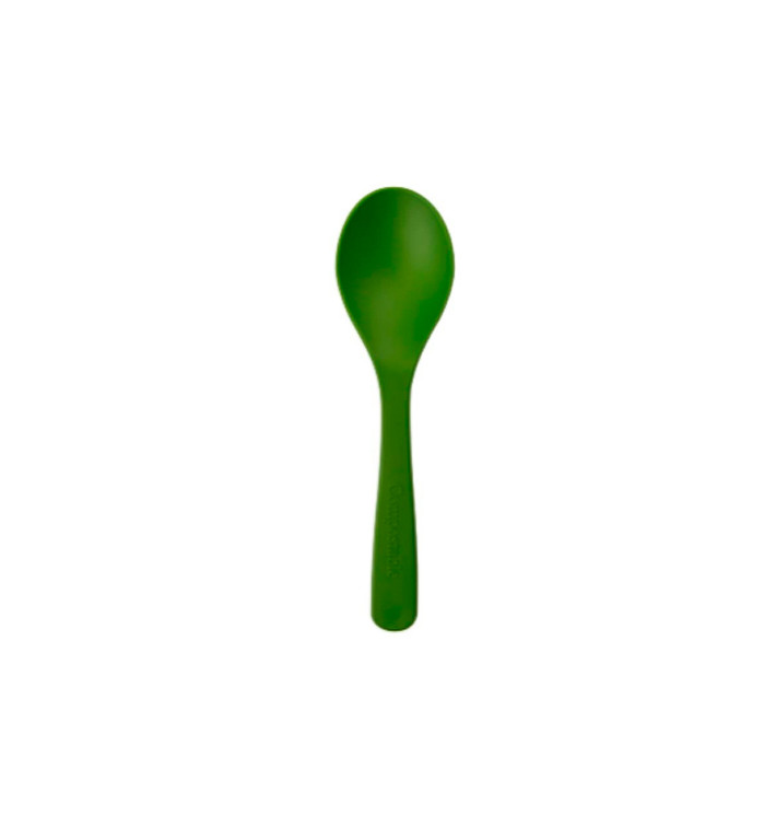 Cornstarch Dessert Spoon CPLA Compostable Green 11,4 cm (100 Units) Cornstarch Dessert Spoon CPLA Compostable Green 11,4 cm (100 Units)