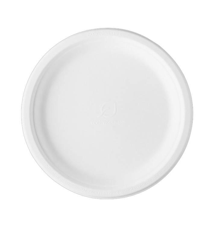 Sugarcane Plate Bagasse White Ø25,3 cm (50 Units) Sugarcane Plate Bagasse White Ø25,3 cm (50 Units)