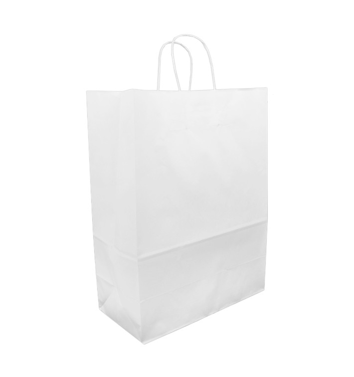 Paper Bag with Handles Kraft White 90g 32+16x43cm (50 Units) 