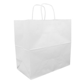 Paper Bag with Handles Kraft White 90g 32+16x31cm (250 Units)